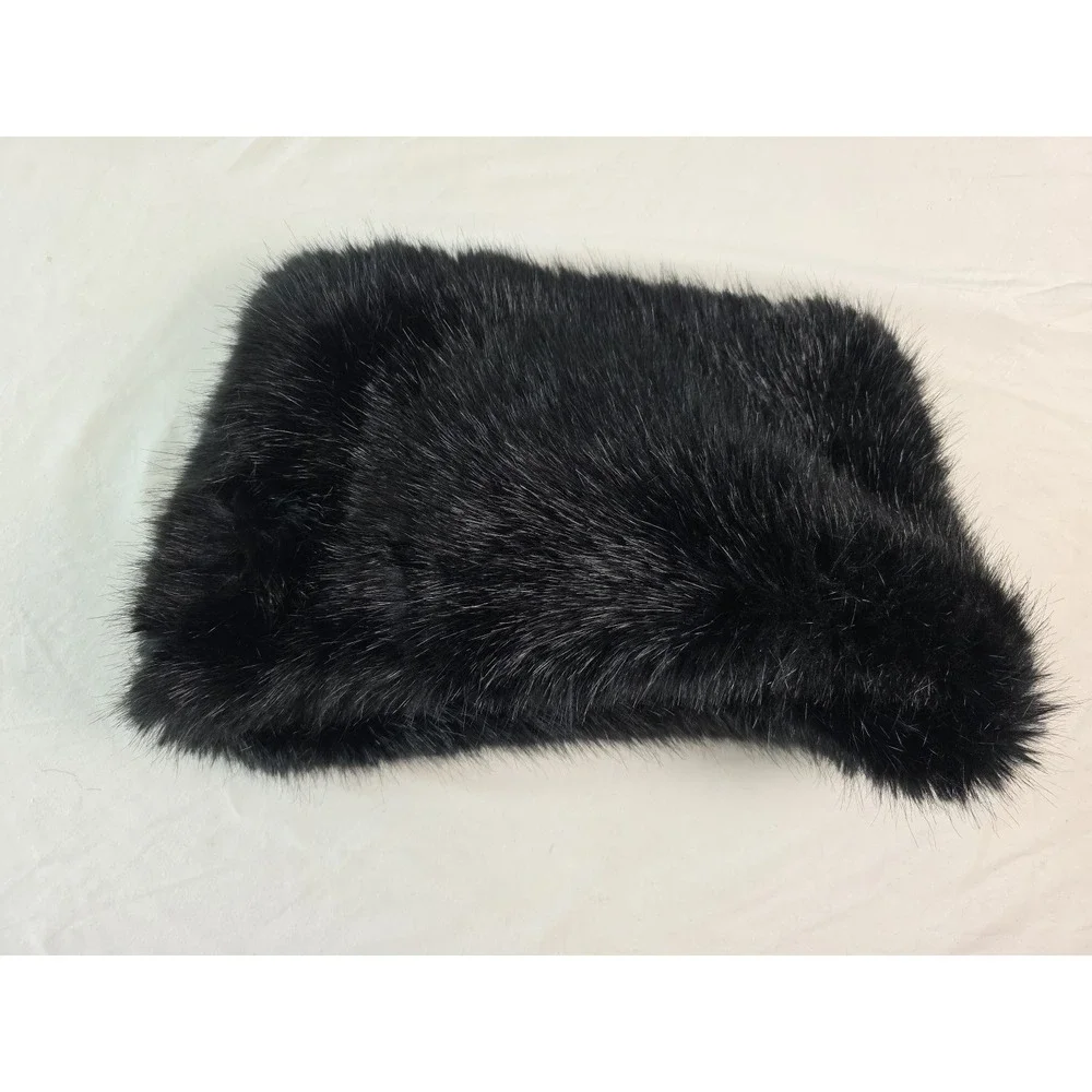 Zara Black Faux Fur Infinity Circle Winter Neck Warmer Scarf Luxurious Black New